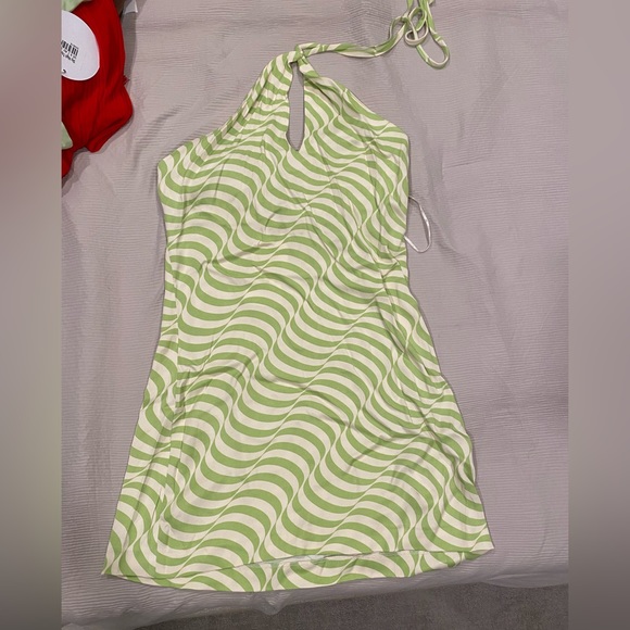 Stain effect green print dress - Picture 5 of 5